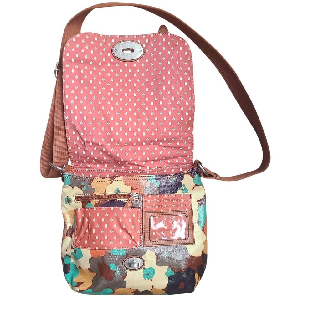 Fossil Vintage Keyper Coated Canvas Turnlock Cros… - image 7